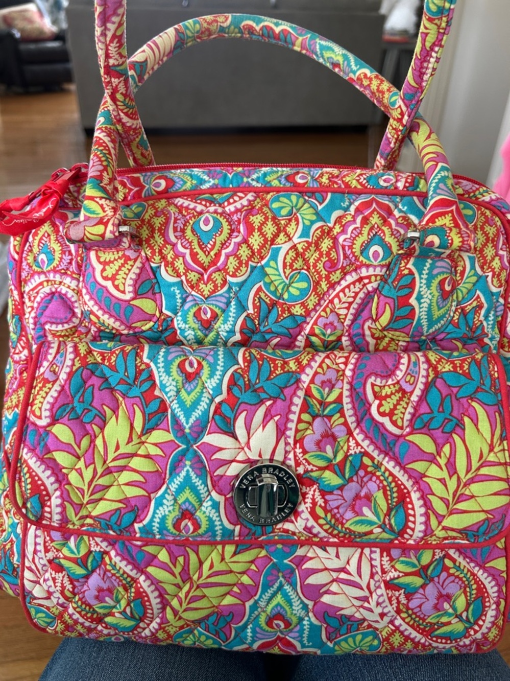 Vera Bradley Fuchsia Multi Quilted Floral Paisley in Paradise Satchel VGC